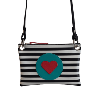 Schoudertasje MIXI basic + <br> Stripes Heart